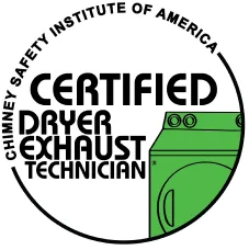Stock Photo-Certified_Dryer_Exhaust_Technician_-Leonard & Sons Chimney Chimney Safety Institute of America Dryer Exhaust Technician Logo